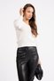 Women's Vt112 V-Neck Knit Pattern Knitwear Sweater White - 4
