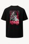 Oversize Berserk Red Printed Unisex T-Shirt Black