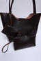 Coffee Color Shk108 Women's Hand and Shoulder Bag with Snap Fastener Faux Leather Wallet and Makeup Bag - 7