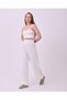 Women's White High Waist Velcro Palazzo Pants - 4