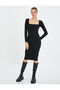 Knitwear Dress Long Sleeve Square Neck Ribbed - 3