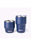 Stackable Coffee Set - Compact, Spill-proof Stainless Steel Travel Mug 240ml , Blue - 2