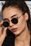 Round Frame Unisex Gold Metal Black Glasses Classic Sunglasses - 3