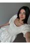 Cream Embroidered Watermelon Sleeve Design Dress - 2