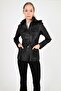 Sansa Women's Genuine Leather Hooded Belted Leather Jacket Black - 3