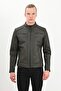 Sandor Men's Genuine Leather Embossed Stitched Leather Jacket Green - 2
