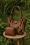 Large Size Women's Shoulder Bag with Scarf Detail (with Makeup Bag Gift) - 4