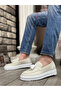 BA0154 Laceless High Sole White Linen Tasseled Men's Shoes - 2