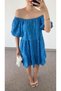 Lined Blue Eyelet Embroidery Dress - 4