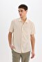 Relax Fit Polo Collar Linen Look Summer Short Sleeve Shirt E1230Ax25Sm - 5