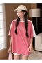 Leisure Future Segmented Single Jersey T-Shirt - Pink White Oversize Crew Neck Short Sleeve T-Shirt - 3