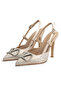 Vilda Stone-Detail Beige Heeled Shoes - 5