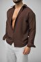 Men's Linen Oversize Shirt Brown - 6