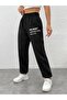 Feelings Sweatpants Jogger - Black Printed Elastic Cuff High Waist - 4