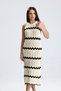 Women's Zigzag Textured Halter Neck Summer Knitwear Midi Dress Glz036