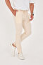 Men's Seersucker Lycra Jogger Slimfit Waist Half Elastic Cream Fabric Trousers - 5