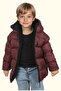 Boy's Burgundy Fleece Inside Furry Hooded Waterproof Wind Resistant Inflatable Winter Jacket - 3