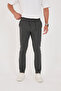 Men's Summer Seersucker Fabric Lycra Jogger Pants Half Elastic Waist Slim Fit Anthracite - 3