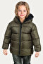 Girl's Khaki Fleece Hooded Waterproof Windproof Inflatable Winter Coat & Coat