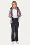 Girl's plum inner lined water and windproof k Hooded double zippered pocket raincoat - 3