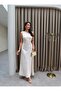 Cream Patterned One-Sleeve Dress - 4