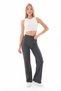 Women's Anthracite Palazzo Ribbed Knit Wide-Leg Corded Fabric Tracksuit Bottom - 4