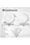 18 Pcs Opal ware Dinner set 6 Dinner plate 6 Dessert plate 6 Bowls Dishwasher Microwave safe - 2