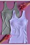 Bratique 2-Pack |   Modal Camisole Fabric White and Green V-Neck Women's Blouse - 2