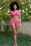 Women's Hollow Bow Covered Fuchsia Bottom Top Bikini Set 35011 - 7
