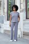Women's Modal Silky Lycra Fabric High Waist Front Seam Pocket Loose Wide Leg Palazzo Pants-Anthracite - 2