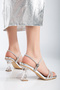 Women's Silver Stone-Detail Transparent-Heel Evening Shoes - 5
