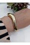 Gold Color Vip Curved Handcuff Bracelet - 4