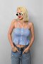 بيبي بلو حزام قابل للتعديل Gingham Crop Mg2371 - 2