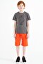 Dark Gray Front Print Detailed O Neck Standard Fit Boy's T-shirt - 11099 - 2