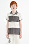 Dark Gray Color Blocked Text Embroidered Standard Mold Polo Collar Boy T-shirt - 11095