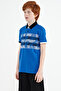 Cobalt Blue Print Detailed Standard Pattern Polo Neck Boy's T-shirt - 11101 - 6