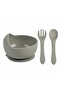Child Silicone Bib, Silicone Vacuum Bowl, Silicone Spoon and Fork / Grey - 5