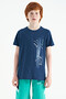 Indigo Text Printed O Neck Standard Mold Boy T-shirt - 11119