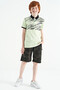 Light Green Printed Detailed Pola Collar Standard Mold Boy T-shirt - 11161 - 7