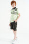 Light Green Printed Detailed Pola Collar Standard Mold Boy T-shirt - 11161 - 6