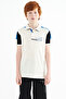 Ecru Color Block Shoulder Garnish Detailed Standard Fit Boy's T-Shirt - 11155