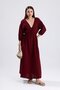 Balloon Sleeve V-Neck Muslin Dress - Burgundy - 3