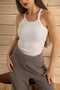 Ribbed Lycra Strap U-Neck Halter Short Sleeve Bady Blouse Undershirt - Have a Reference to Images - 2