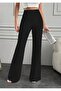 Black Normal Waist Front Grassed Wide Leg Diver Pants