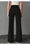 Black Normal Waist Front Grassed Wide Leg Diver Pants - 7