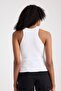Ribbed White Sleeveless Halter Neck Women's Crop Knitwear - 6