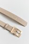 Rectangular Buckle Faux Leather Belt Mink - 2