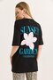 Front Back Printed Crew Neck Tshirt Black - 3