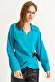 Belt Detailed Woven Shirt Blue - 5