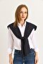 Basic Shirt with Cardigan Look on the Back White